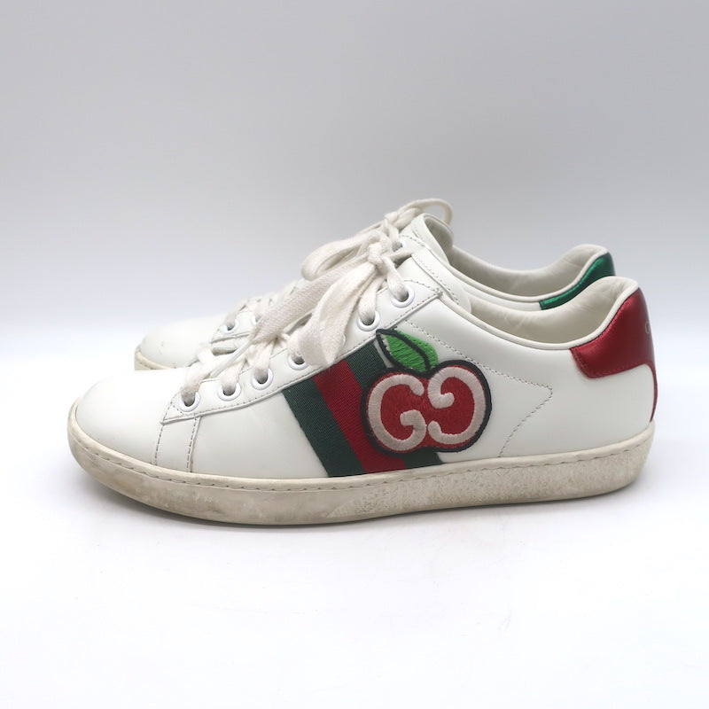 Gucci Ace GG Apple Embroidered Sneakers White Leather Size 35.5