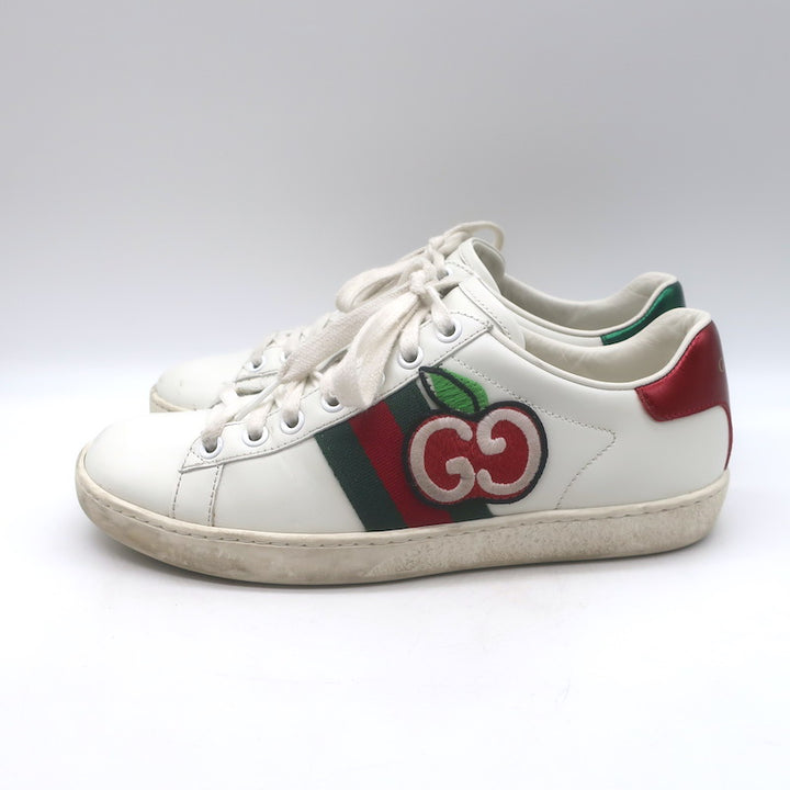 Gucci Ace GG Apple Embroidered Sneakers White Leather Size 35.5