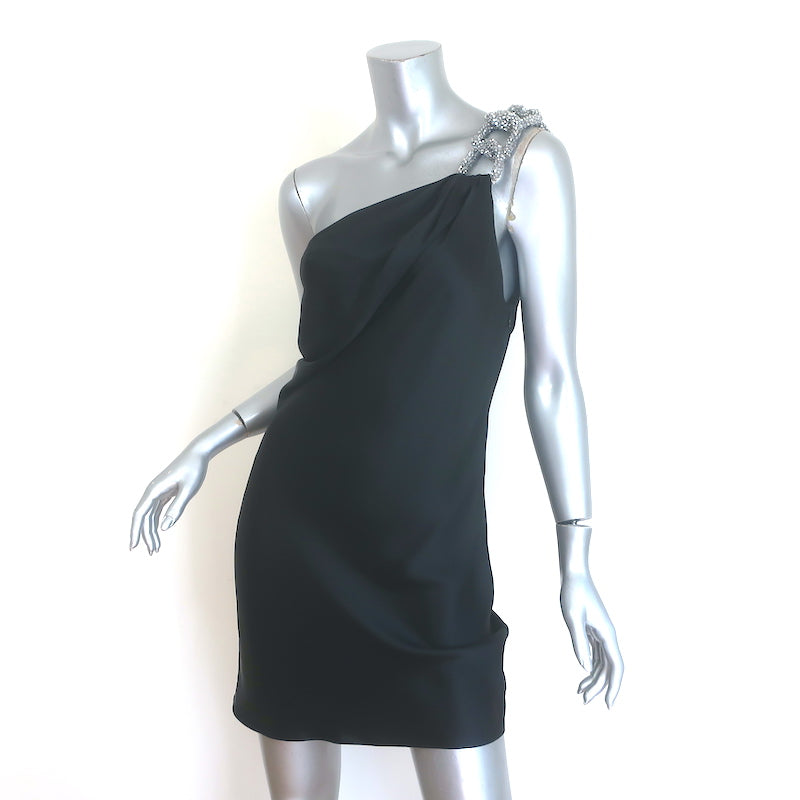 Stella McCartney Falabella Crystal-Chain Mini Dress Black Satin Size 38