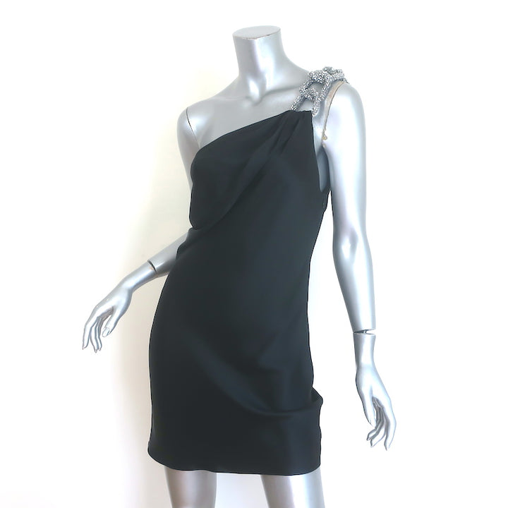 Stella McCartney Falabella Crystal-Chain Mini Dress Black Satin Size 38