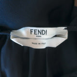 Fendi Ruffle Sleeve Blouse Black Mesh-Trimmed Silk Size 38