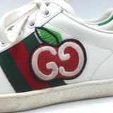 Gucci Ace GG Apple Embroidered Sneakers White Leather Size 35.5