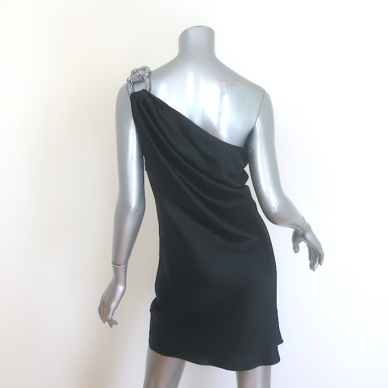 Stella McCartney Falabella Crystal-Chain Mini Dress Black Satin Size 38