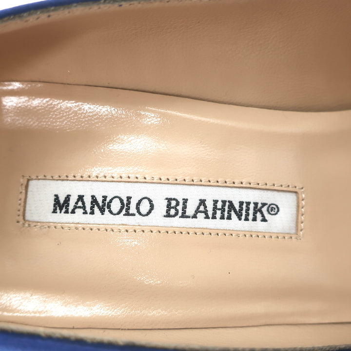 Manolo Blahnik Hangisi 105 Crystal-Buckle Pumps Royal Blue Satin Size 38