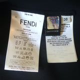 Fendi Ruffle Sleeve Blouse Black Mesh-Trimmed Silk Size 38