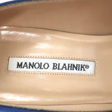 Manolo Blahnik Hangisi 105 Crystal-Buckle Pumps Royal Blue Satin Size 38