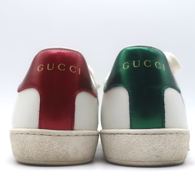 Gucci Ace GG Apple Embroidered Sneakers White Leather Size 35.5
