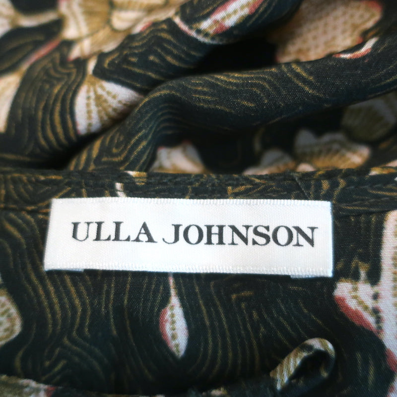 Ulla Johnson Karina Blouse Juniper Floral Print Silk Size 4 Short Sleeve Top