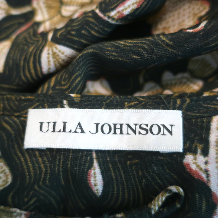 Ulla Johnson Karina Blouse Juniper Floral Print Silk Size 4 Short Sleeve Top