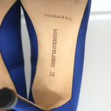 Manolo Blahnik Hangisi 105 Crystal-Buckle Pumps Royal Blue Satin Size 38