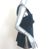 Tibi Smocked Tank Top Navy Stretch Crepe Size 8 Open-Back Sleeveless Blouse NEW