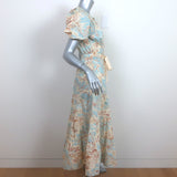 Ulla Johnson Olina Puff Sleeve Tiered Midi Dress Blue/Cream Cotton Size 4