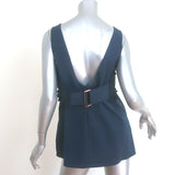 Tibi Smocked Tank Top Navy Stretch Crepe Size 8 Open-Back Sleeveless Blouse NEW