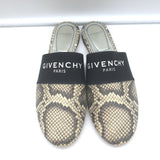 Givenchy Bedford Flat Mules Grey Python-Embossed Leather Size 38