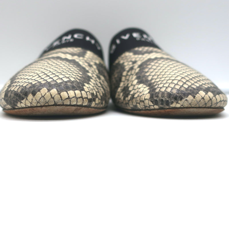Givenchy Bedford Flat Mules Grey Python-Embossed Leather Size 38