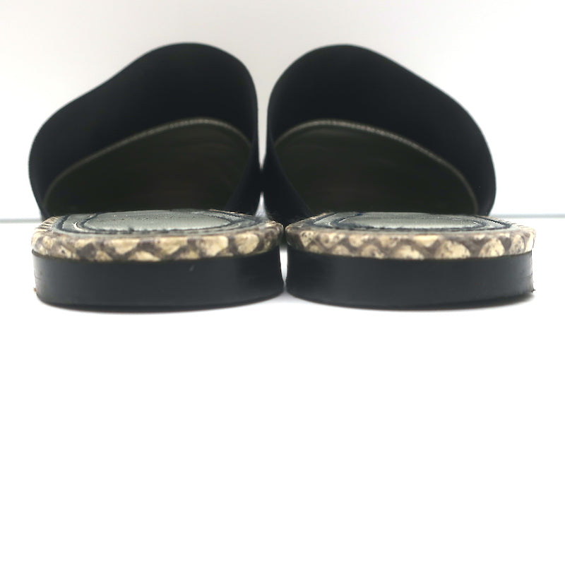 Givenchy Bedford Flat Mules Grey Python-Embossed Leather Size 38