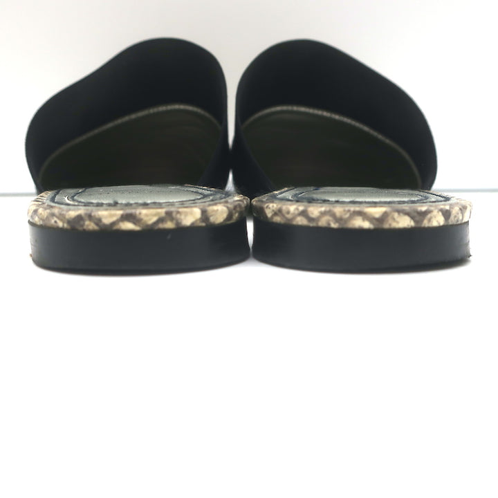 Givenchy Bedford Flat Mules Grey Python-Embossed Leather Size 38