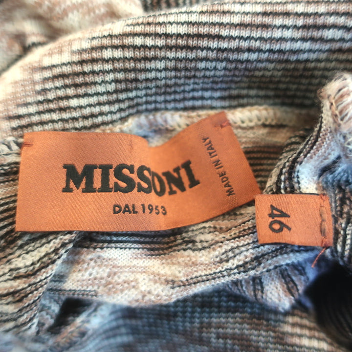 Missoni Turtleneck Sweater Beige Wool Mixed Knit Size 46