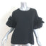 Victoria Victoria Beckham Ruffle Sleeve T-Shirt Black Cotton Jersey Size Medium