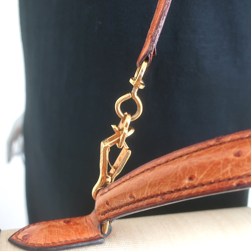 Vintage Hermes Kelly 32 Bag Crinoline Horse Hair &amp; Gold Ostrich Gold Hardware
