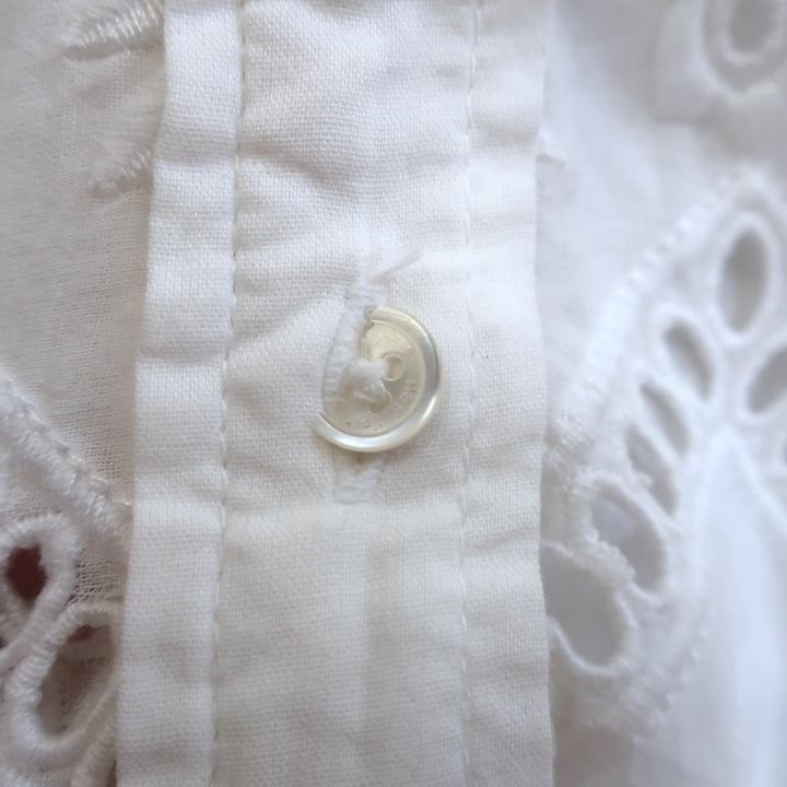 SEA New York Broderie Anglaise Button-Front Midi Dress White Cotton Size 4