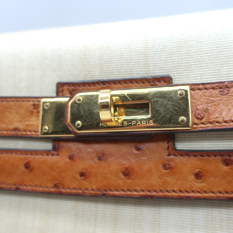 Vintage Hermes Kelly 32 Bag Crinoline Horse Hair &amp; Gold Ostrich Gold Hardware
