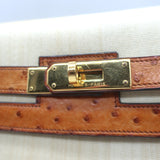 Vintage Hermes Kelly 32 Bag Crinoline Horse Hair & Gold Ostrich Gold Hardware