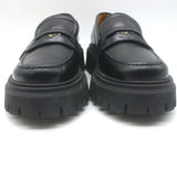 Maje Medallion Platform Penny Loafers Black Leather Size 39