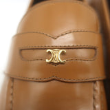 Celine Malaquais Triomphe Penny Loafers Camel Polished Leather Size 38.5