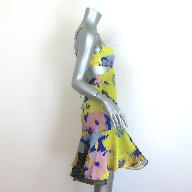 Silvia Tcherassi Analissa Cutout Fit &amp; Flare Dress Printed Satin Size Small NEW