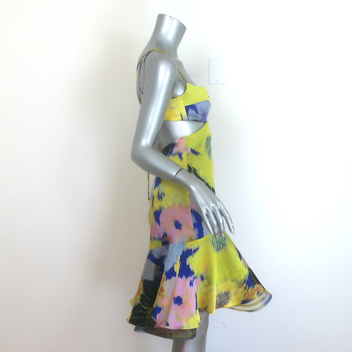 Silvia Tcherassi Analissa Cutout Fit &amp; Flare Dress Printed Satin Size Small NEW