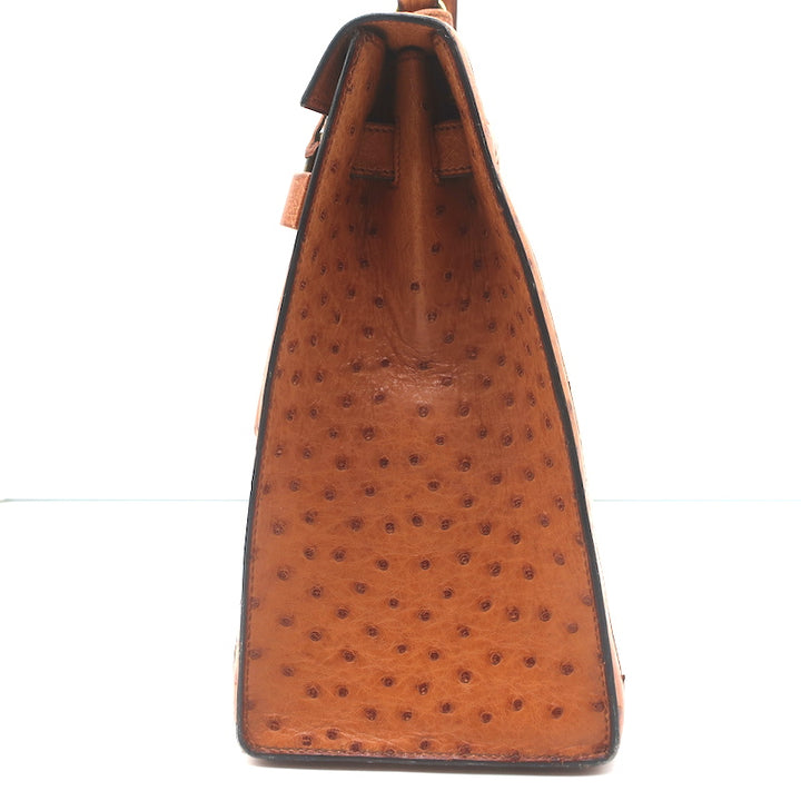 Vintage Hermes Kelly 32 Bag Crinoline Horse Hair &amp; Gold Ostrich Gold Hardware