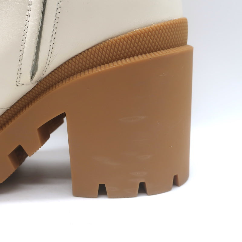 Gucci Kensington GG Supreme Crystal Buckle Boots Cream Canvas &amp; Leather Size 40
