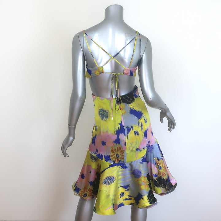 Silvia Tcherassi Analissa Cutout Fit &amp; Flare Dress Printed Satin Size Small NEW