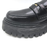Maje Medallion Platform Penny Loafers Black Leather Size 39