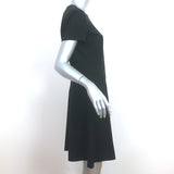 Theory Short Sleeve Modern Seamed Shift Dress Black Crepe Size 6