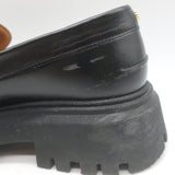 Maje Medallion Platform Penny Loafers Black Leather Size 39