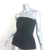 G. Label by goop Cathy Strapless Tailored Bustier Top Black Stretch Wool Size 6