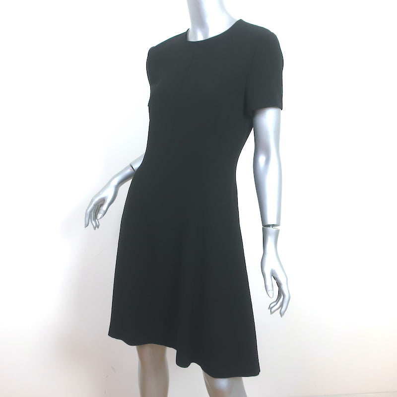 Theory Short Sleeve Modern Seamed Shift Dress Black Crepe Size 6