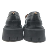 Maje Medallion Platform Penny Loafers Black Leather Size 39