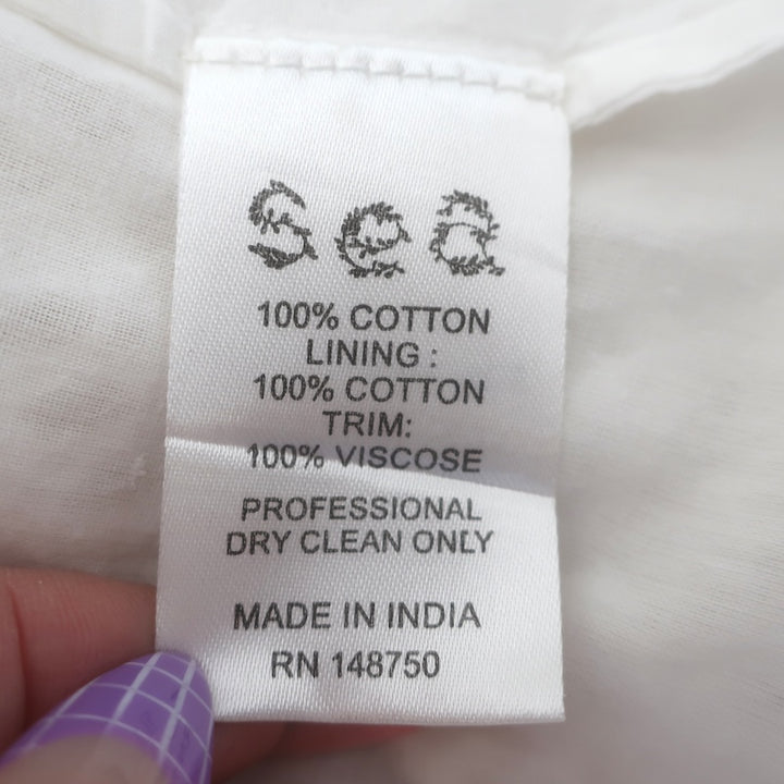 SEA New York Broderie Anglaise Button-Front Midi Dress White Cotton Size 4