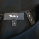 Theory Short Sleeve Modern Seamed Shift Dress Black Crepe Size 6