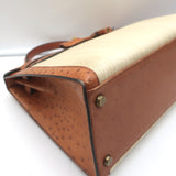 Vintage Hermes Kelly 32 Bag Crinoline Horse Hair & Gold Ostrich Gold Hardware