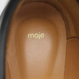 Maje Medallion Platform Penny Loafers Black Leather Size 39