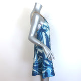 Cult Gaia Minna Chain-Strap Mini Dress Blue Paisley Print Satin Size Medium NEW