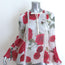 Giambattista Valli Rose Print Bow Blouse White/Red Silk Size 40 Bell Sleeve Top