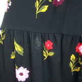 Kate Spade In Bloom Sleeveless Tiered Dress Black Floral Print Crepe Size Small