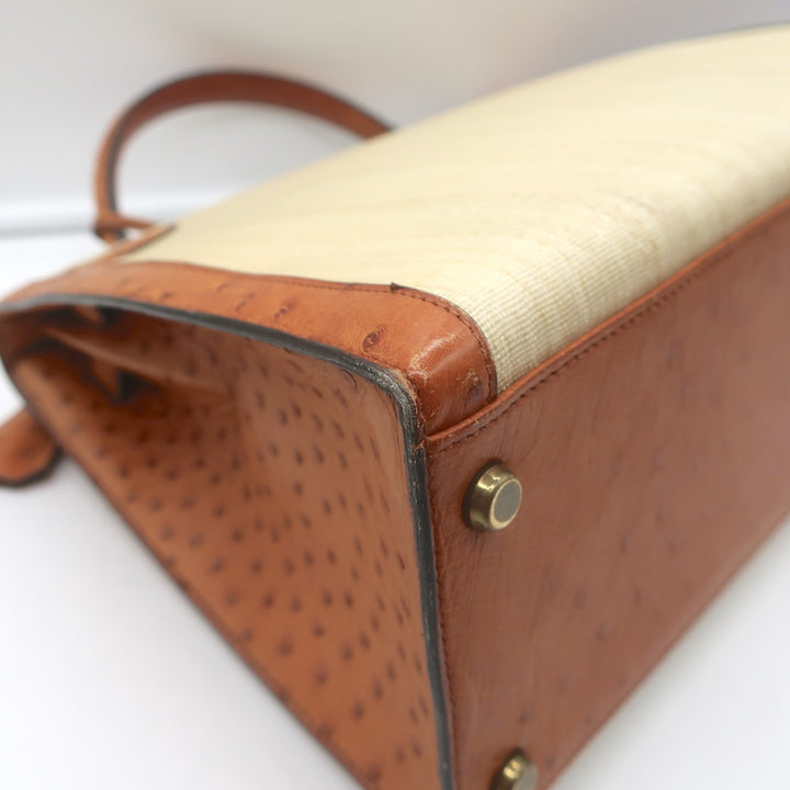Vintage Hermes Kelly 32 Bag Crinoline Horse Hair &amp; Gold Ostrich Gold Hardware