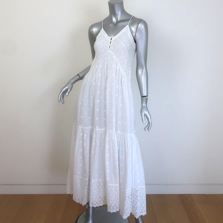 Isabel Marant Etoile Sabba Embroidered Maxi Dress White Cotton Size 36