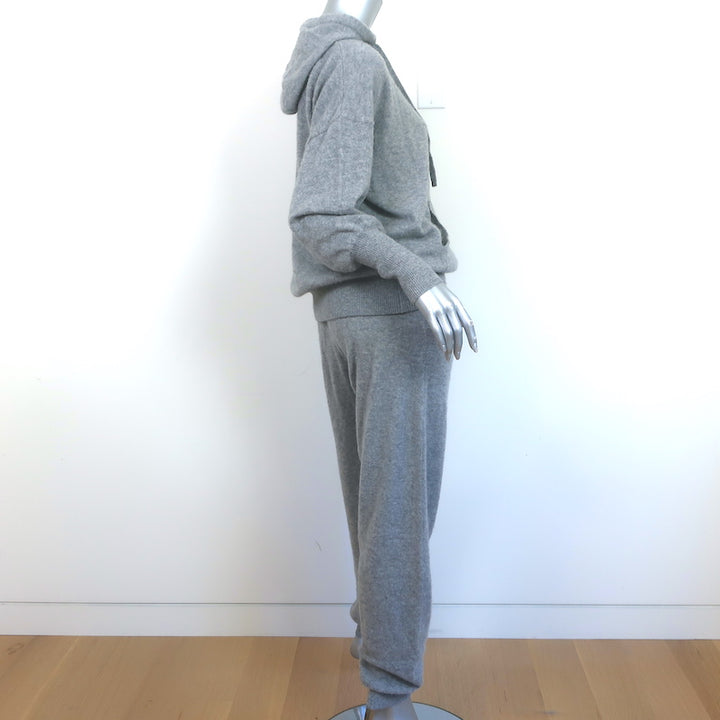 Alo Yoga Jet Set Hoodie &amp; Pants Set Heather Gray Cashmere-Blend Size Medium